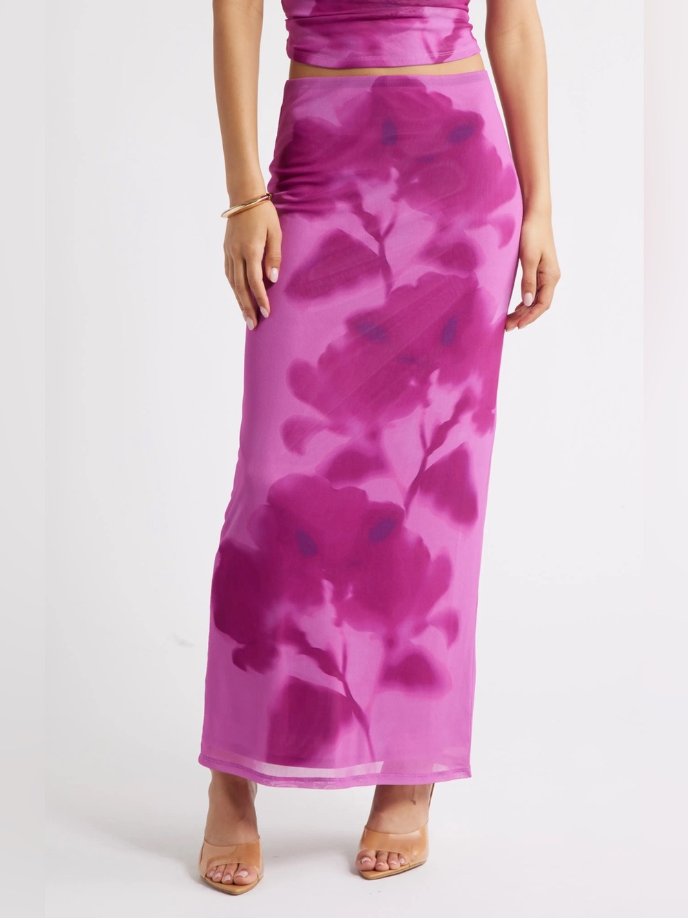 Open Edit Mesh Maxi Skirt